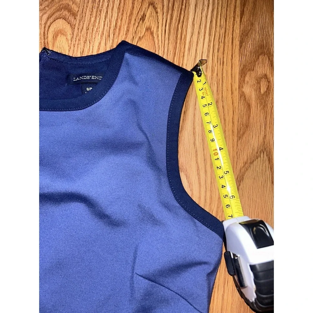 Lands' End Dress Blue Sleeveless Pointe Sheath Round Neck Size 6p - Picture 8 of 13